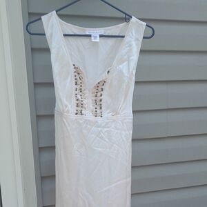 White House Black Market Cream Sequin Embellished Sheath Top 100% Silk XL